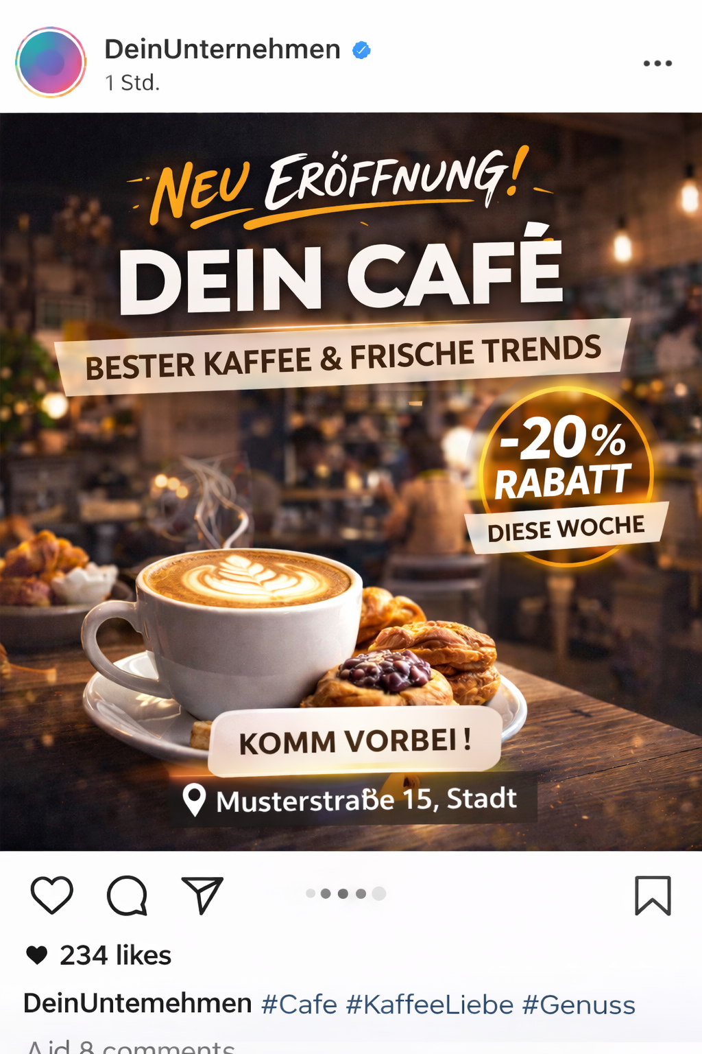 Café Instagram Post Beispiel