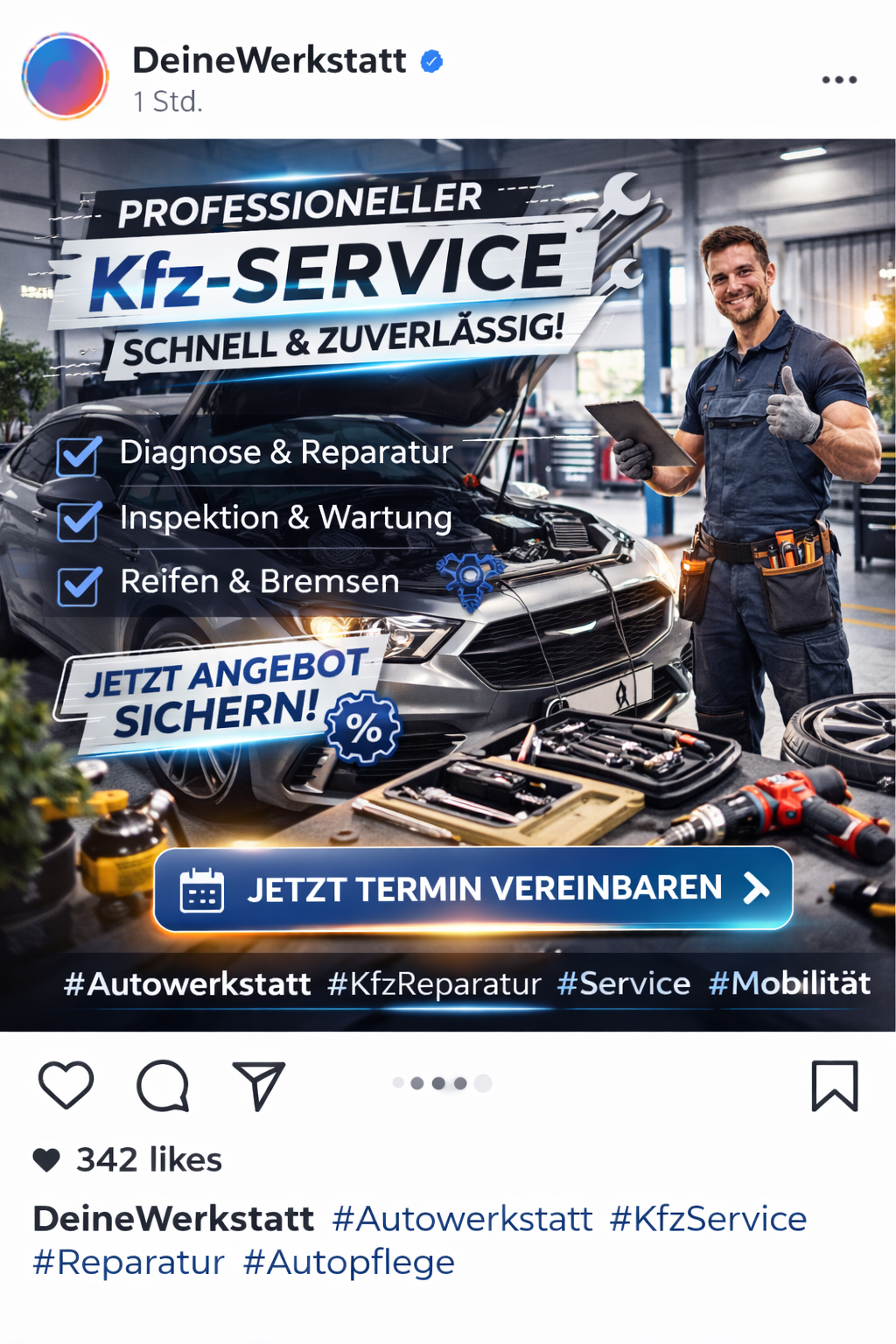 Kfz Werkstatt Instagram Post Beispiel